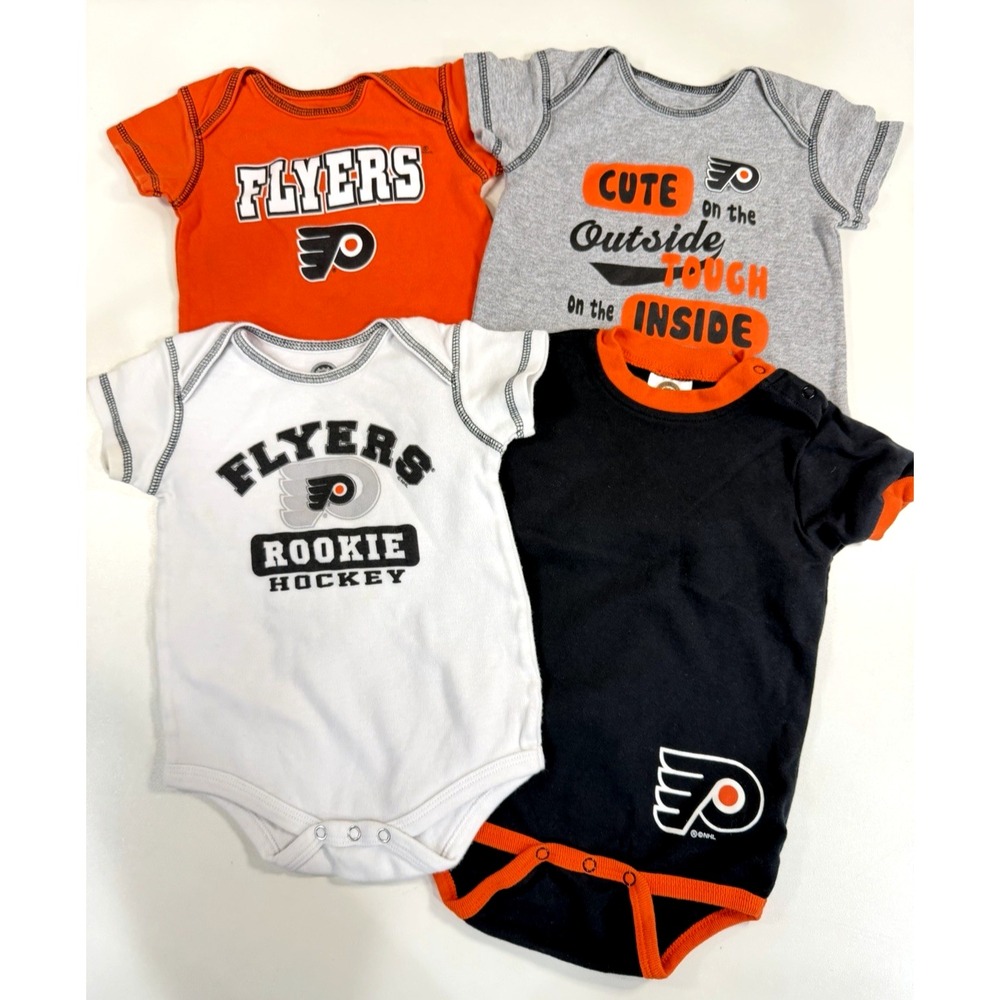 Philadelphia Flyers Baby Bodysuits 18M Lot of 4 NHL Hockey Boys Infant
